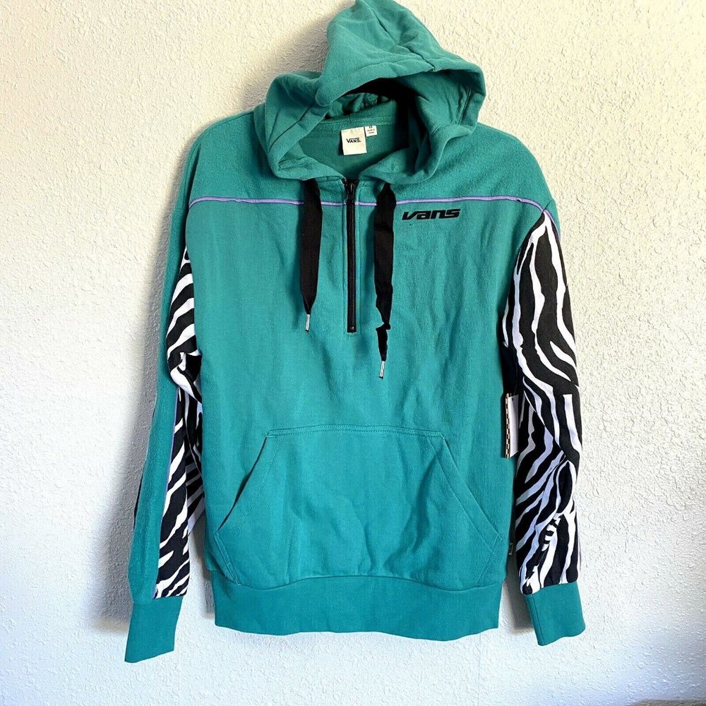 Vans Zebra Bopper Green Black White XS Women's Hoodie Sweatshirt Pullover New